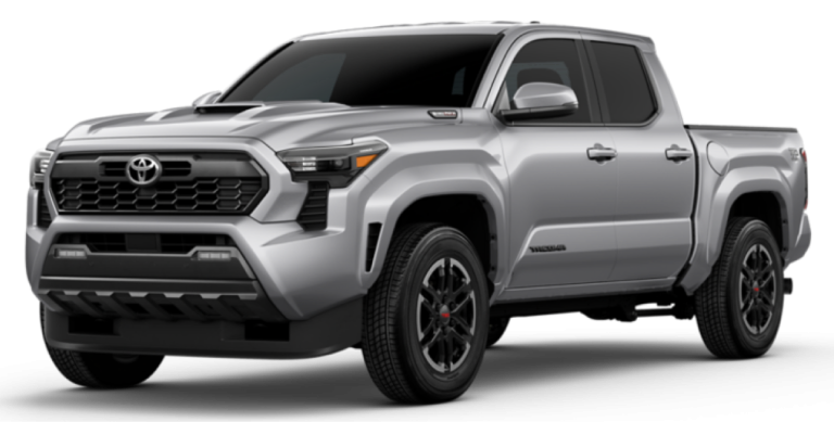 Front view of the 2025 Toyota Tacoma Hybrid TRD Sport 4x4, available for lease at Best Deal Auto Leasing in Brooklyn, NY.