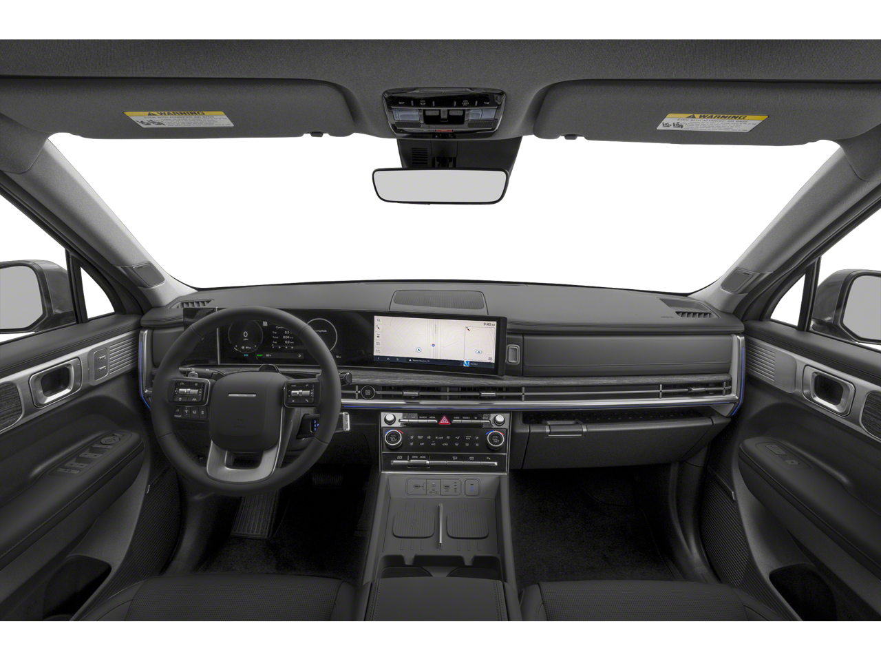 Luxurious interior of the 2025 Hyundai Santa Fe Hybrid, featuring 3-row seating for lease in Brooklyn, NY