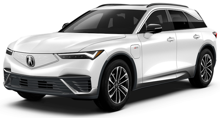 A sleek, fully electric 2024 Acura ZDX A-Spec parked outside, showcasing its modern design.