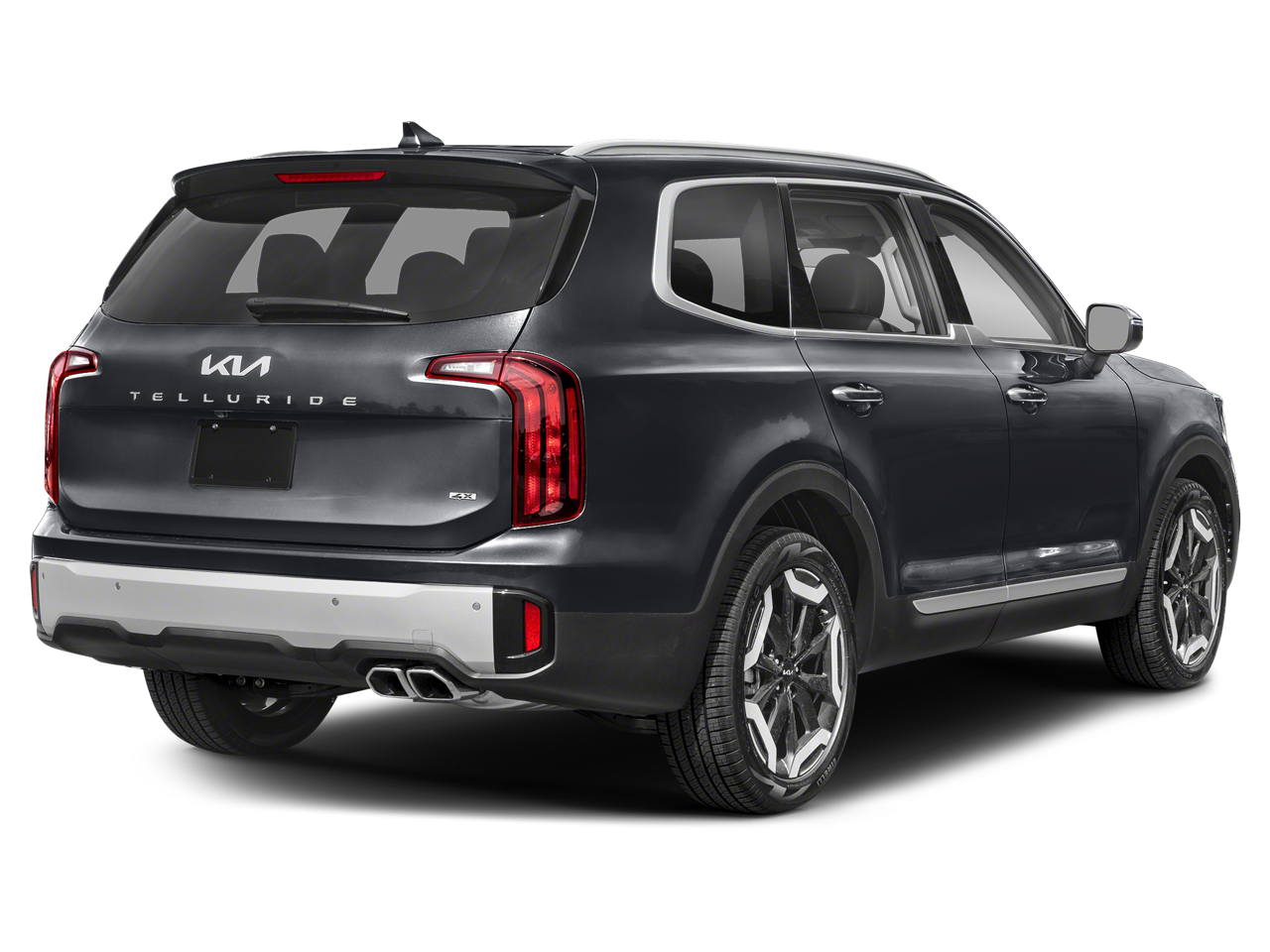 Rear view of the 2025 KIA Telluride, showcasing its bold LED taillights, sculpted tailgate, and rugged SUV design.