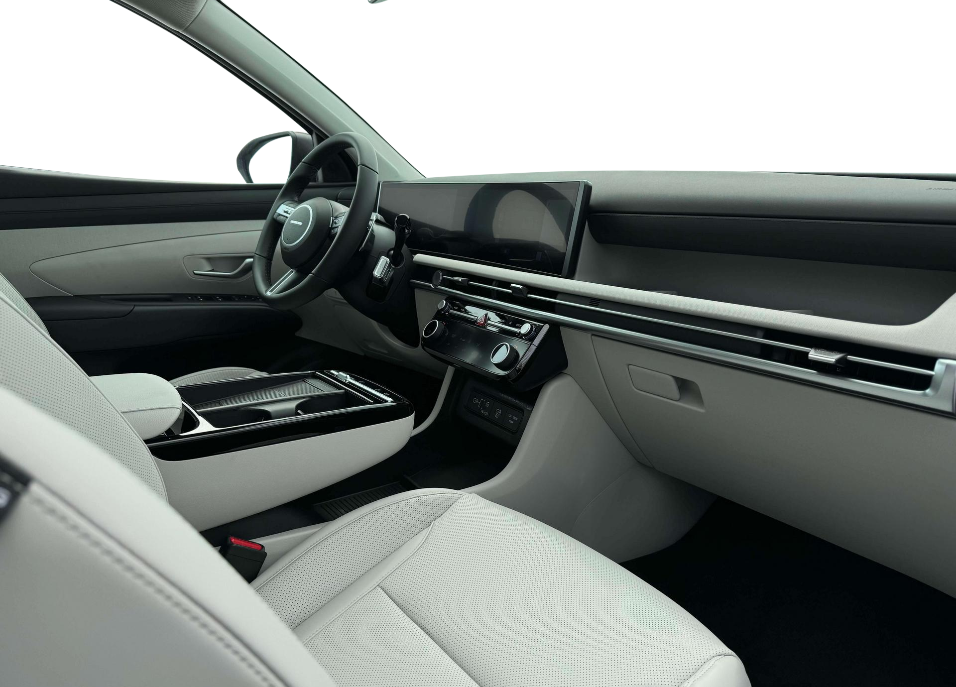 Spacious interior of the Hyundai Tucson hybrid lease deal with H-Tex upholstery.