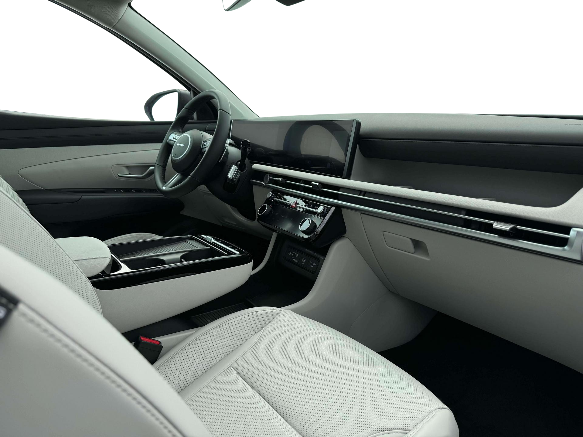 Spacious interior of the Hyundai Tucson hybrid lease deal with H-Tex upholstery.