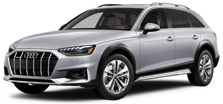 Front view of the 2025 Audi A4 allroad, featuring Audi’s signature Singleframe grille, LED headlights, and bold styling for a commanding road presence.