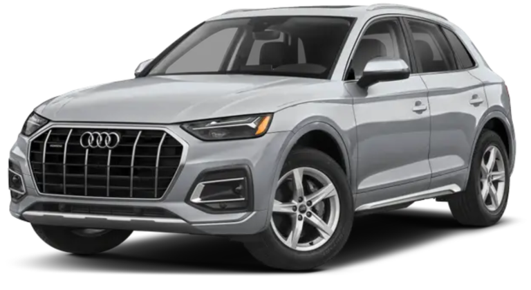An aggressive front view of the 2025 Audi Q5 with Audi’s signature Singleframe grille, sharp LED headlights, and dynamic body styling for a bold presence on the road.