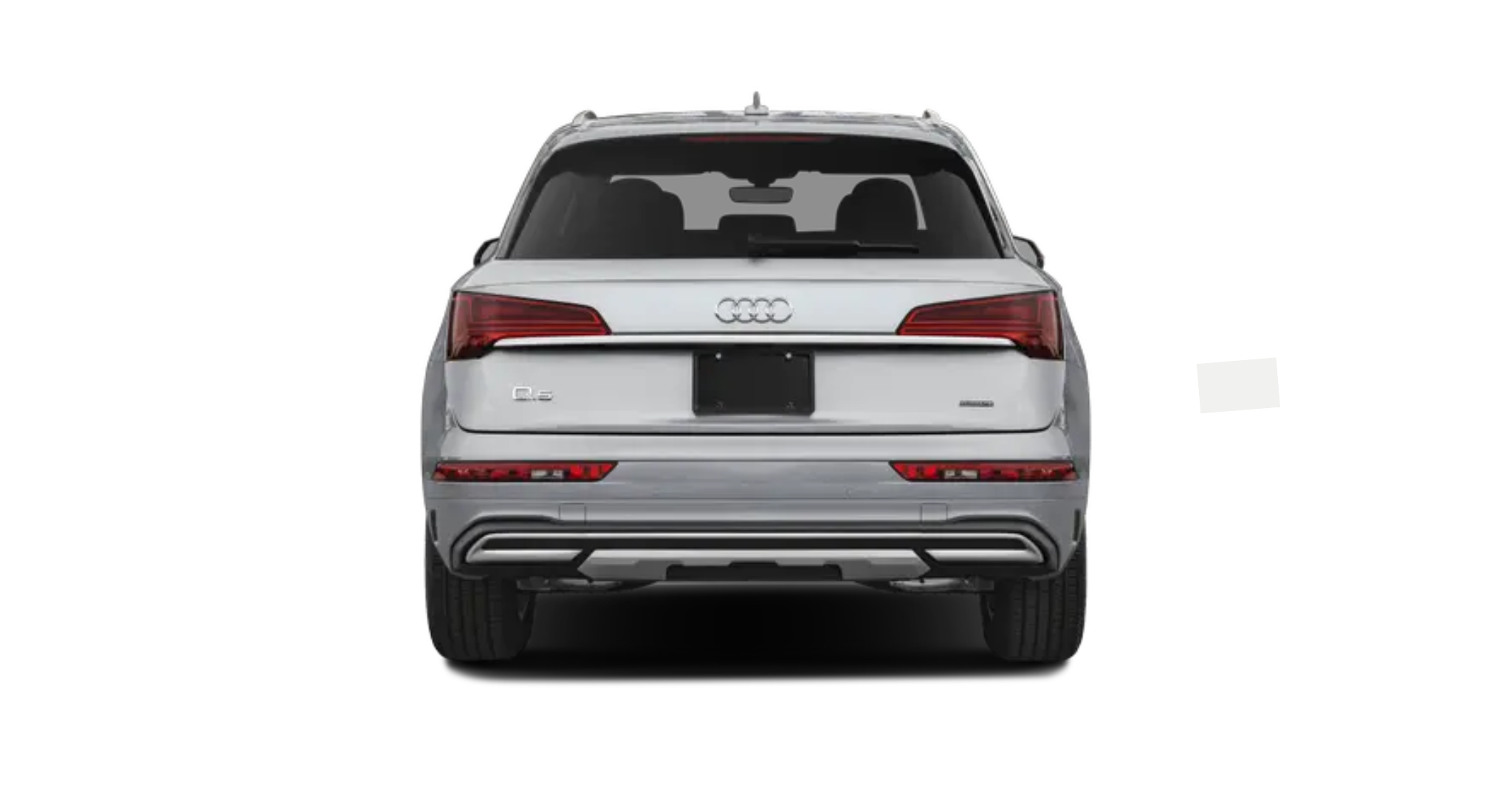 A sleek rear view of the 2025 Audi Q5 in metallic silver, showcasing its bold LED taillights, sculpted design, and quattro badging for a premium look