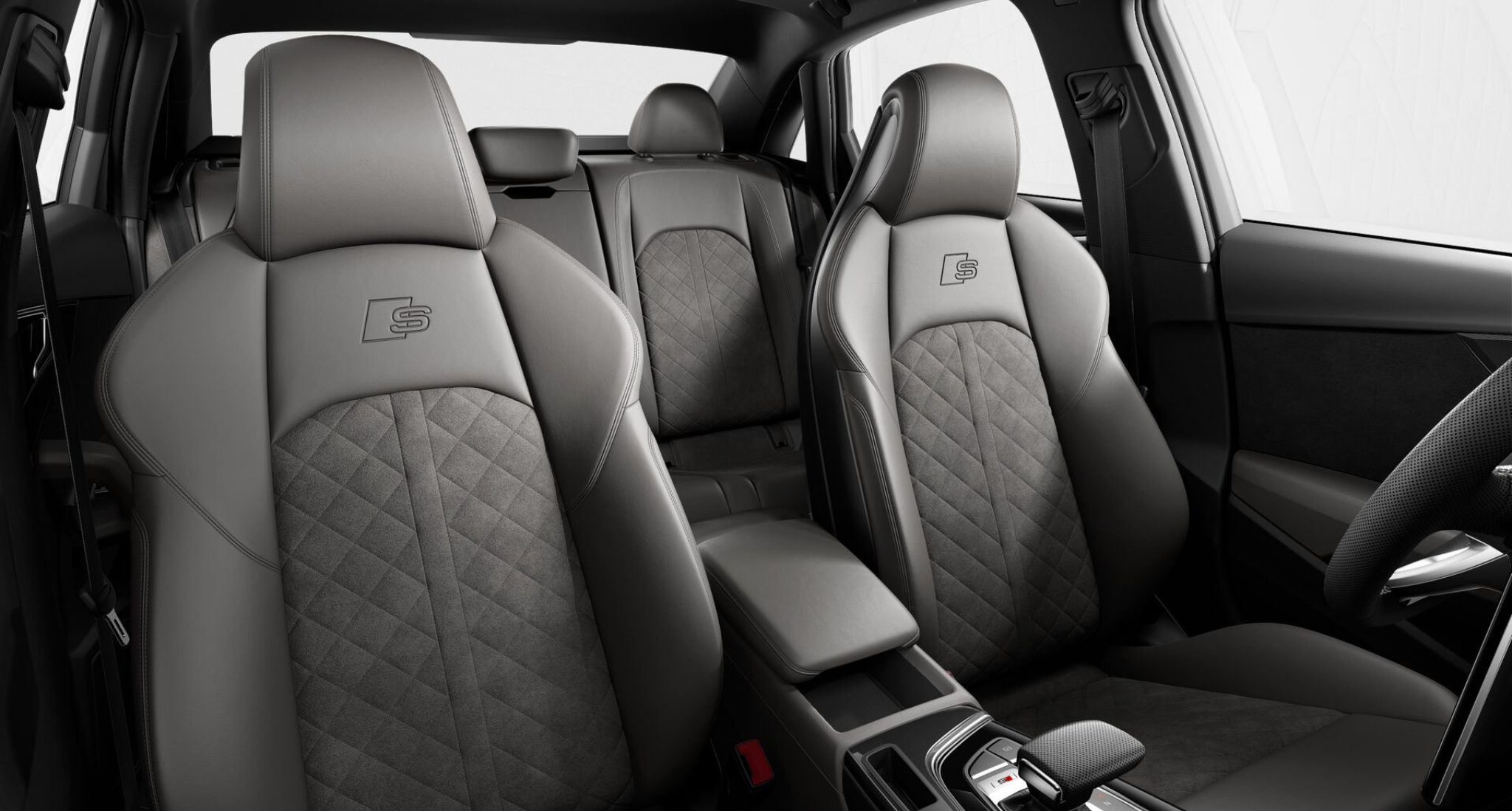 Luxury interior of the 2025 Audi S4 featuring fine Nappa leather sport seats with diamond stitching, ergonomic design, and premium comfort for an enhanced driving experience.