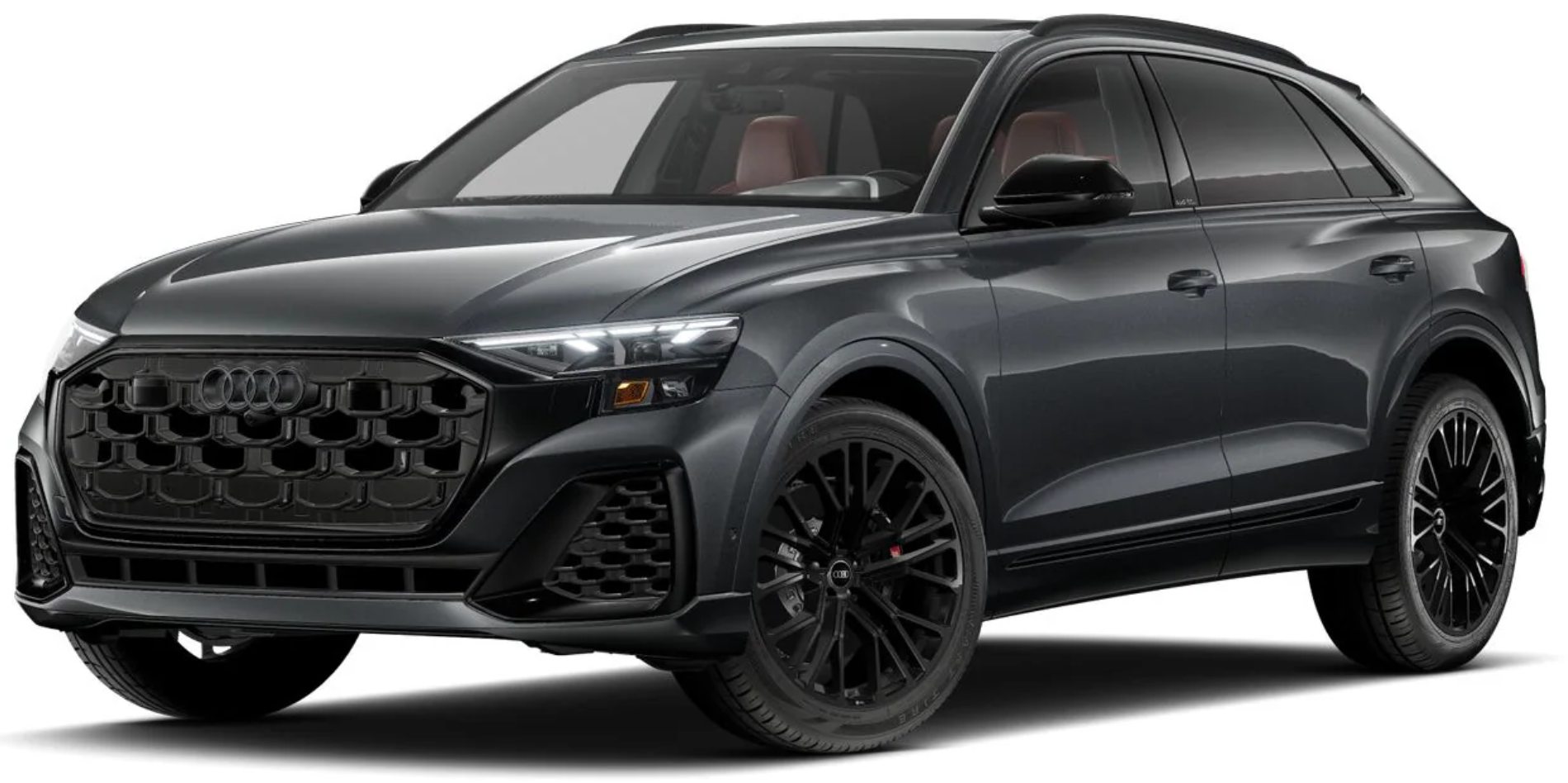 Front view of 2025 Audi SQ8 with signature Audi black optic grille