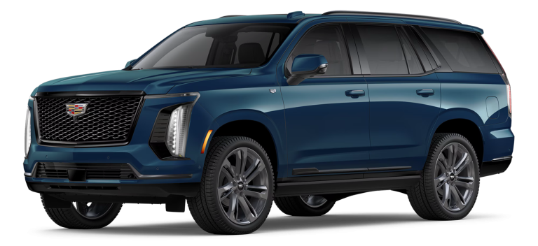 Front view of the 2025 Cadillac Escalade lease, showcasing luxury SUV design in NYC