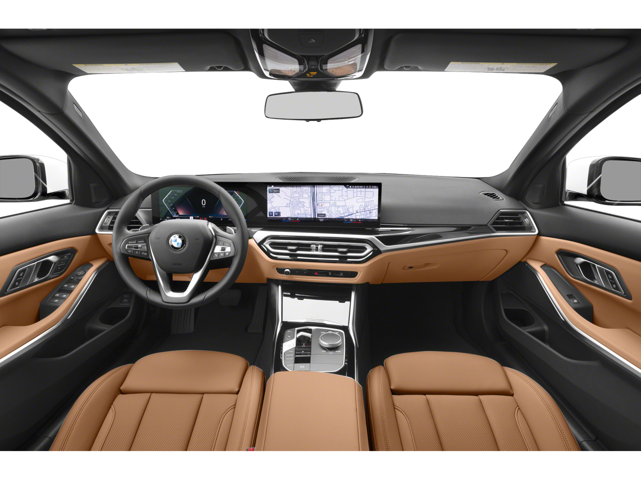 Dashboard of a 2025 BMW 330 Deals sedan with a 14.9-inch touchscreen, showcasing luxury sedan lease specials tech.