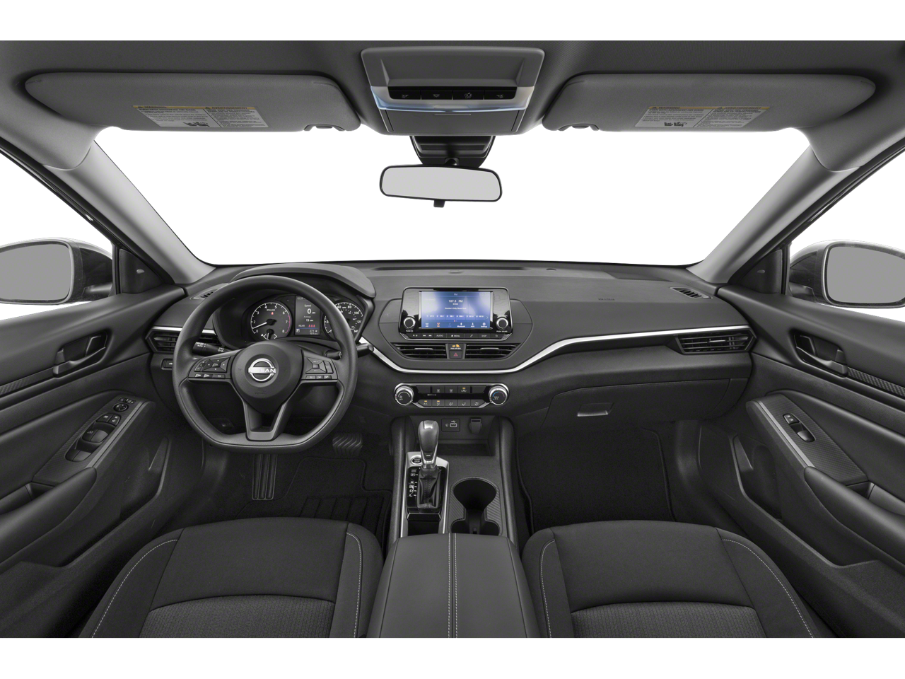 Interior dashboard view of the 2025 Nissan Altima, showing the sleek touchscreen display and tech-driven console.