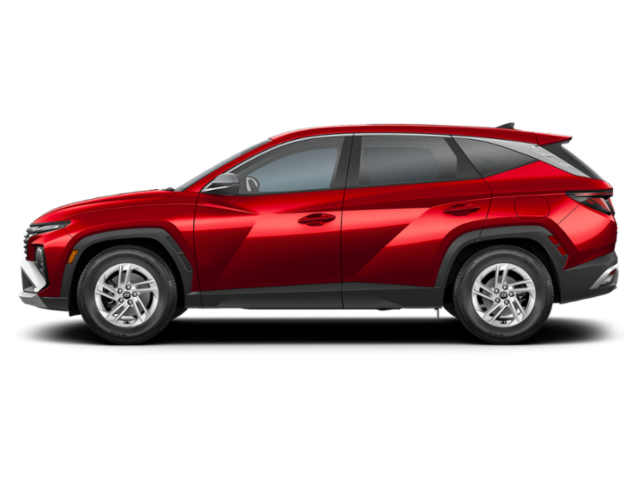 Side profile of 2025 Hyundai Tucson lease SUV with 17-inch alloy wheels.