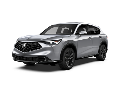 Front view of the 2025 Acura ADX review showcasing the luxury subcompact SUV’s bold grille and LED headlights in a modern urban setting.