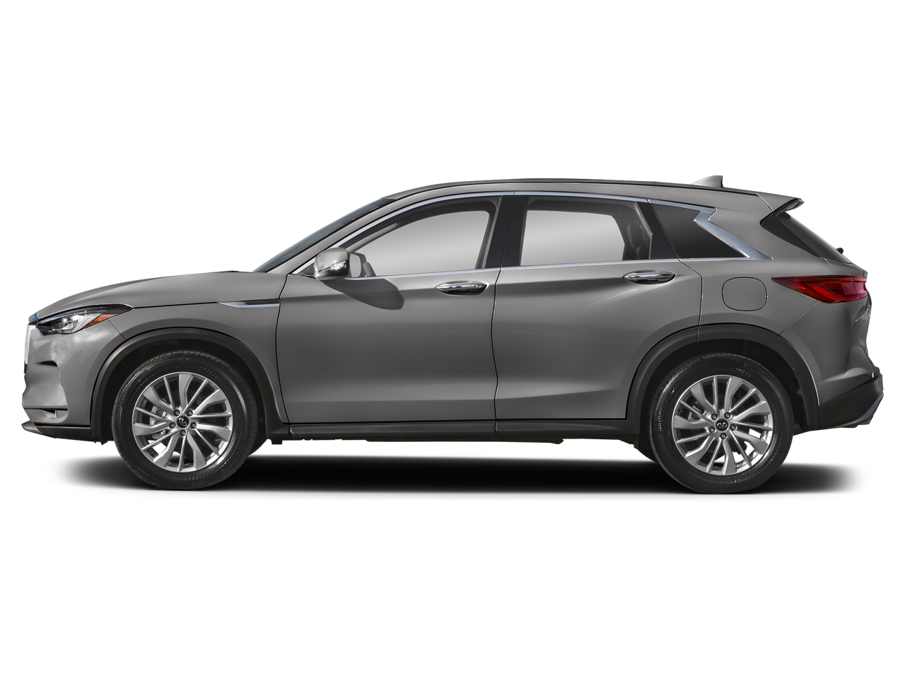 Elegant side profile of the 2025 Infiniti QX50 lease, highlighting its mid-size SUV design.