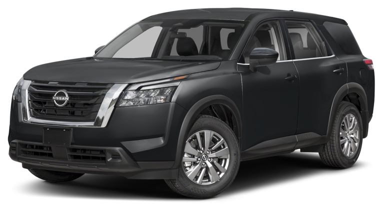 Front view of the 2025 Nissan Pathfinder, showcasing bold LED headlights for this SUV lease deal.