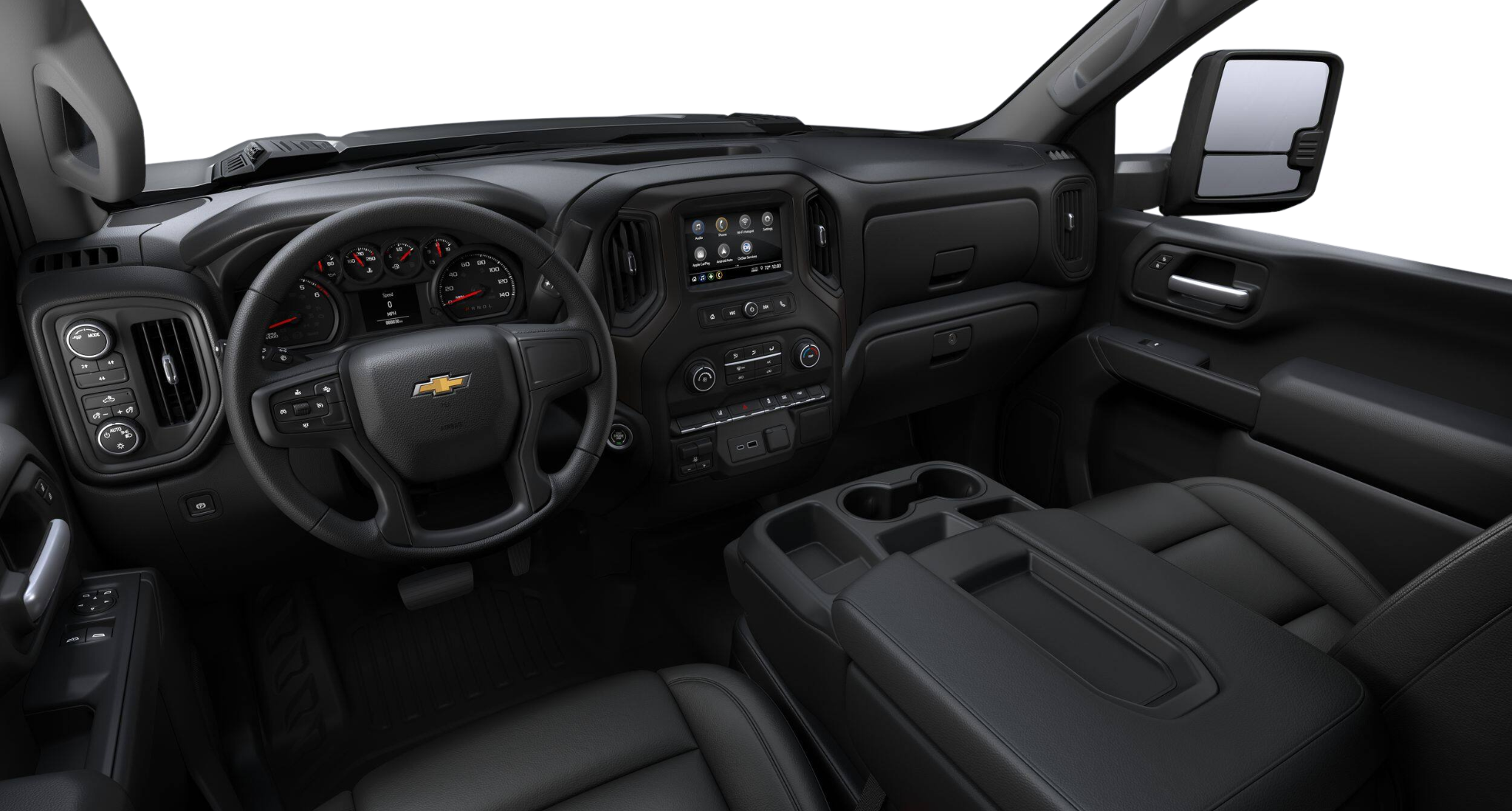 2025 Silverado 2500 HD WT 4WD dashboard featuring infotainment touchscreen, climate controls, and digital instrument cluster