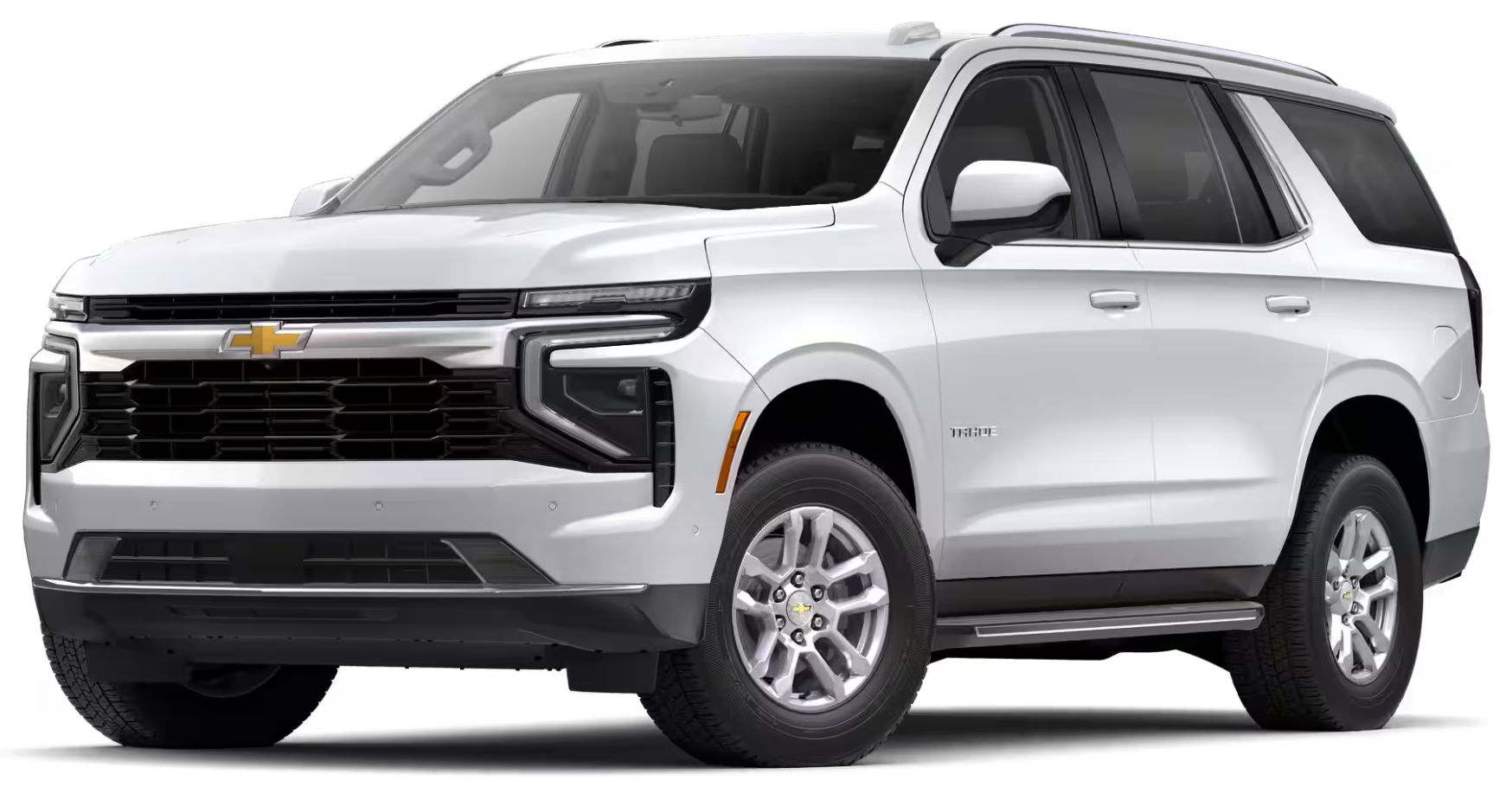 2025 Chevrolet Tahoe 4WD front view highlighting the bold grille design, Chevrolet bowtie emblem, and signature daytime running lights.