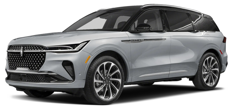 Front three-quarter view of the 2025 Lincoln Nautilus Premiere AWD with signature grille, LED headlamps, and aerodynamic design in a modern luxury SUV silhouette.