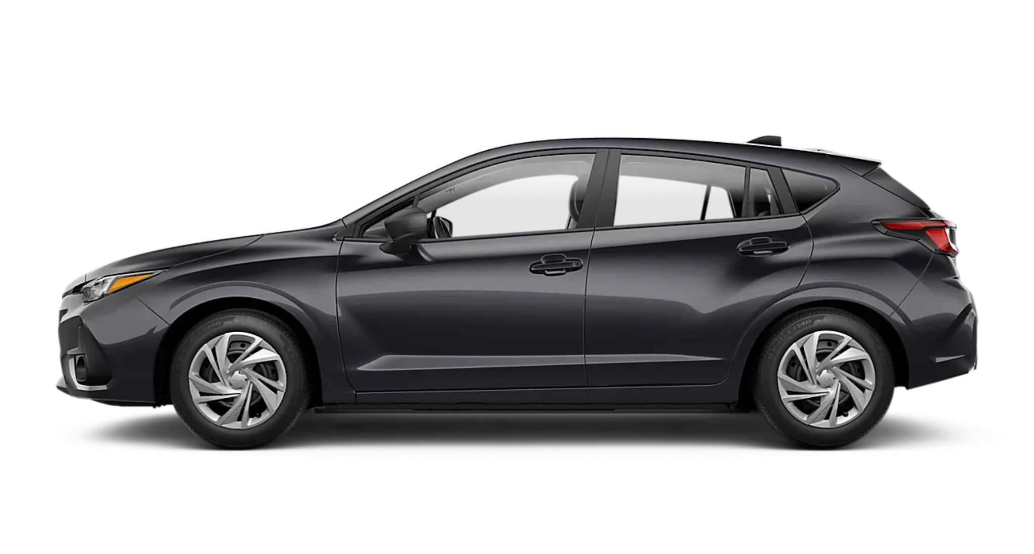 Side profile of the 2025 Subaru Impreza Base AWD compact hatchback showing clean body lines and compact SUV proportions