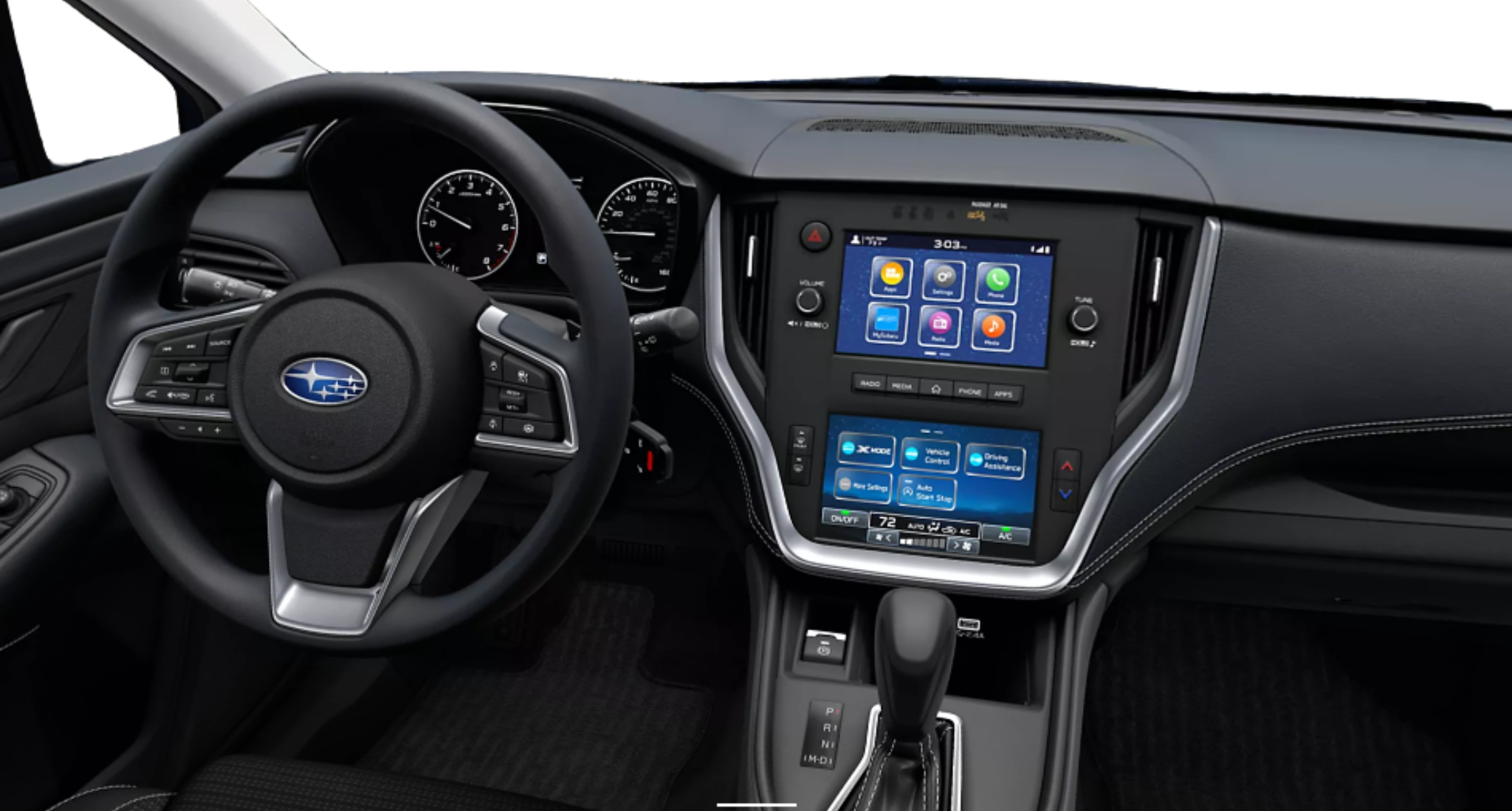 2025 Subaru Outback Base AWD interior dashboard with STARLINK multimedia touchscreen and Apple CarPlay integration