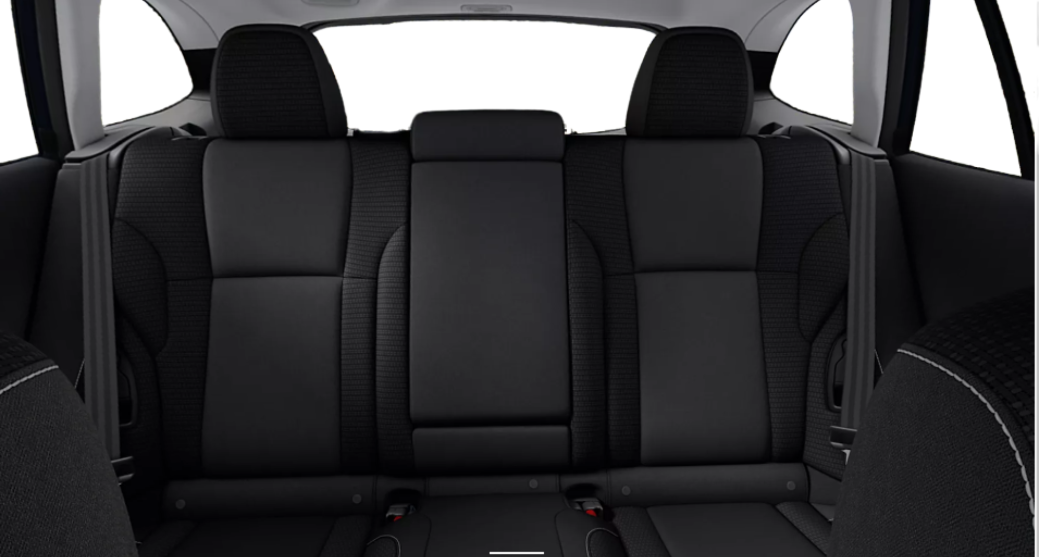 Rear seating of the 2025 Subaru Outback Base AWD featuring black cloth upholstery and 60/40-split folding seatbacks