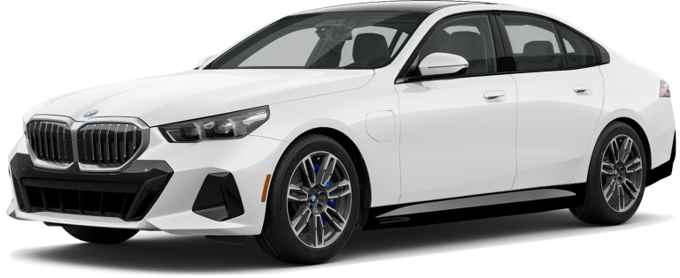 Front view of the 2025 BMW 550e lease, showcasing its sleek German luxury sedan design with eco-friendly PHEV technology.