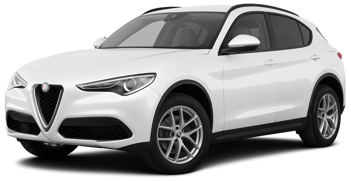 Front view of the 2025 Alfa Romeo Stelvio available for $0 down lease in NYC