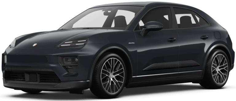 Front view of the 2025 Porsche Macan Electric SUV showing bold Porsche design