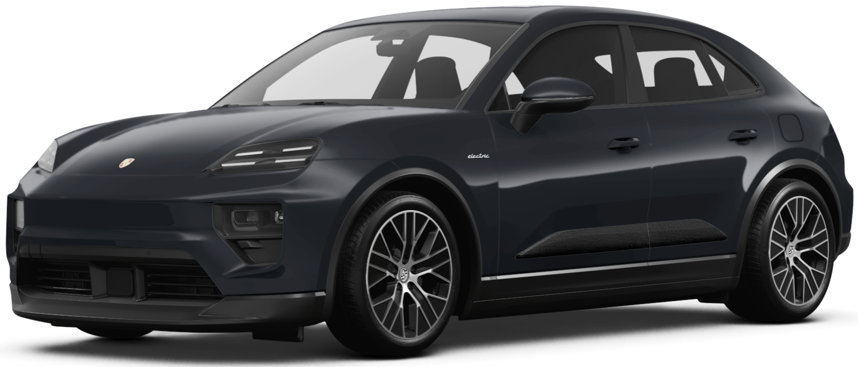 Front view of the 2025 Porsche Macan Electric SUV showing bold Porsche design