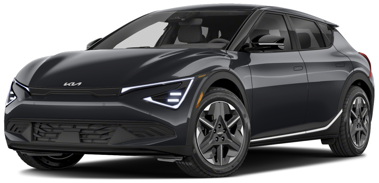 2025 Kia EV6 lease front view showcasing sleek electric crossover design in NYC. Reason: Highlights the keyphrase and describes the image for accessibility and SEO.