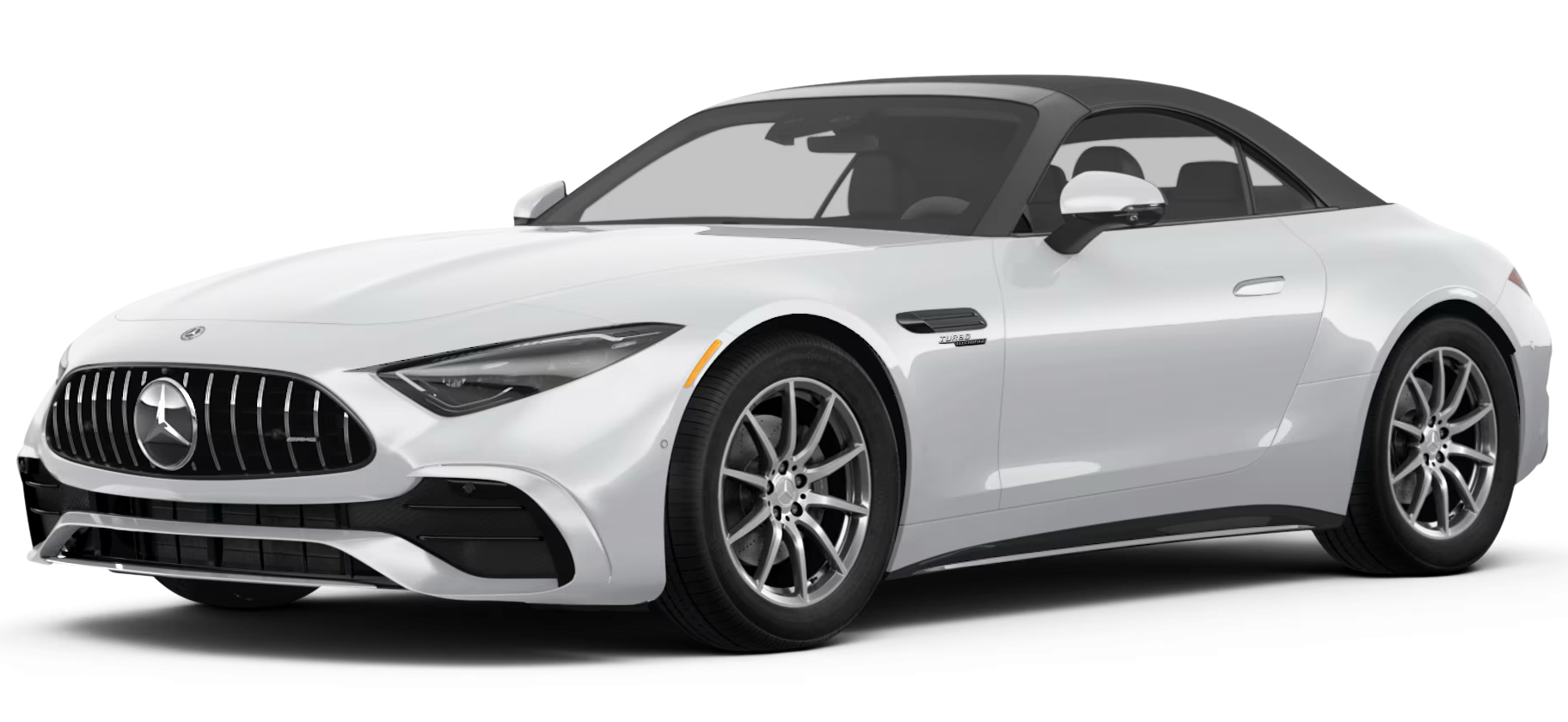 Front view of the 2025 Mercedes-Benz SL AMG, a luxury convertible coupe for lease in NYC with $0 down deals.