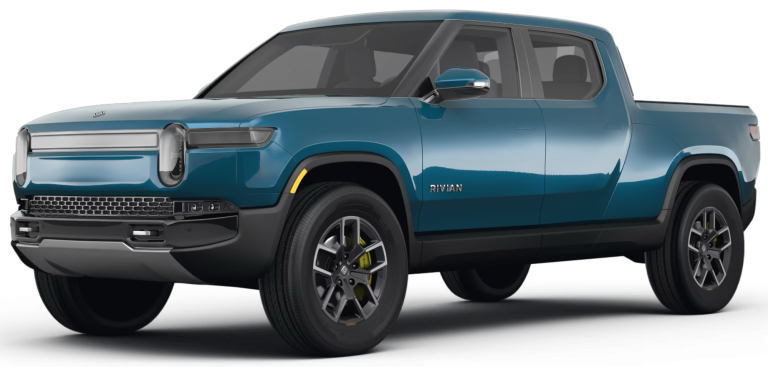 Rivian R1T truck lease front grille and LED headlight design