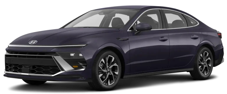 Front view of the 2025 Hyundai Sonata Hybrid lease special in NYC, featuring hybrid grille design.
