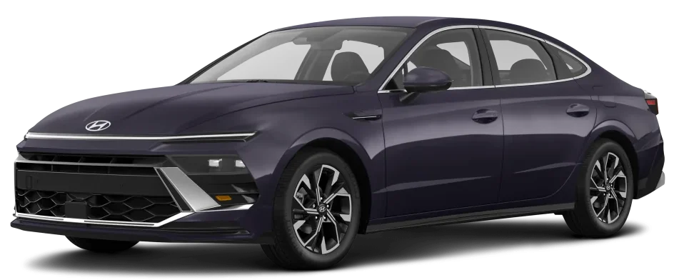 Front view of the 2025 Hyundai Sonata Hybrid lease special in NYC, featuring hybrid grille design.