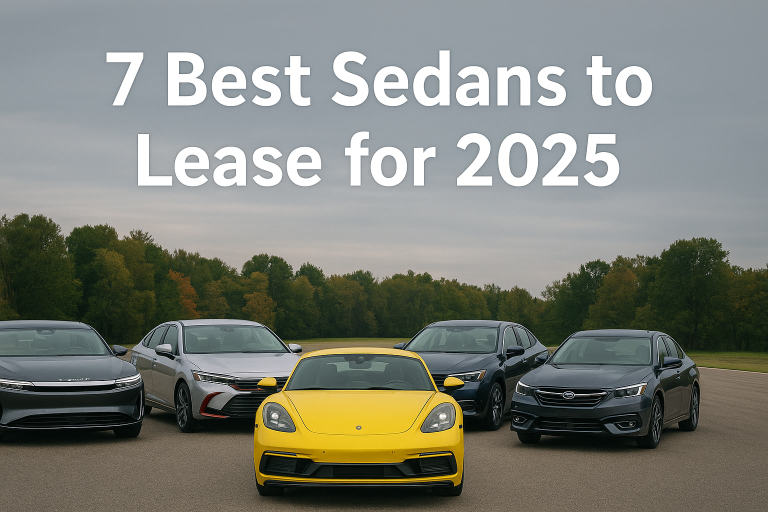 Lucid Air, Honda Accord, Toyota Camry, Porsche Cayman, Honda Civic, Subaru Legacy, and BMW 330e – 7 Best Sedans to Lease in 2025