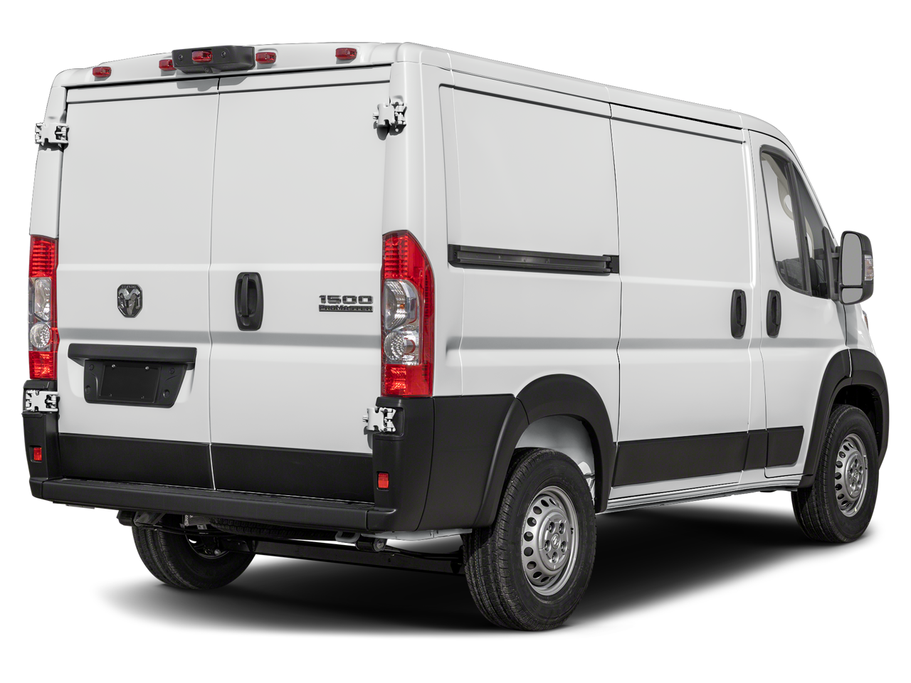 Rear cargo access view of Ram ProMaster 1500 lease with wide-opening doors