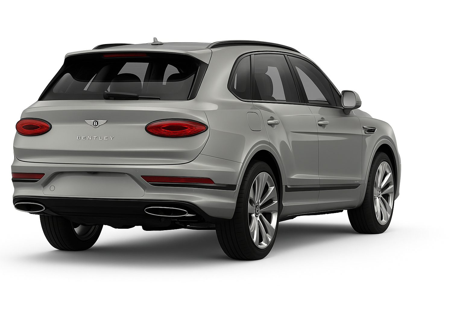 Back view of the 2025 Bentayga Hybrid showing taillights and rear trim