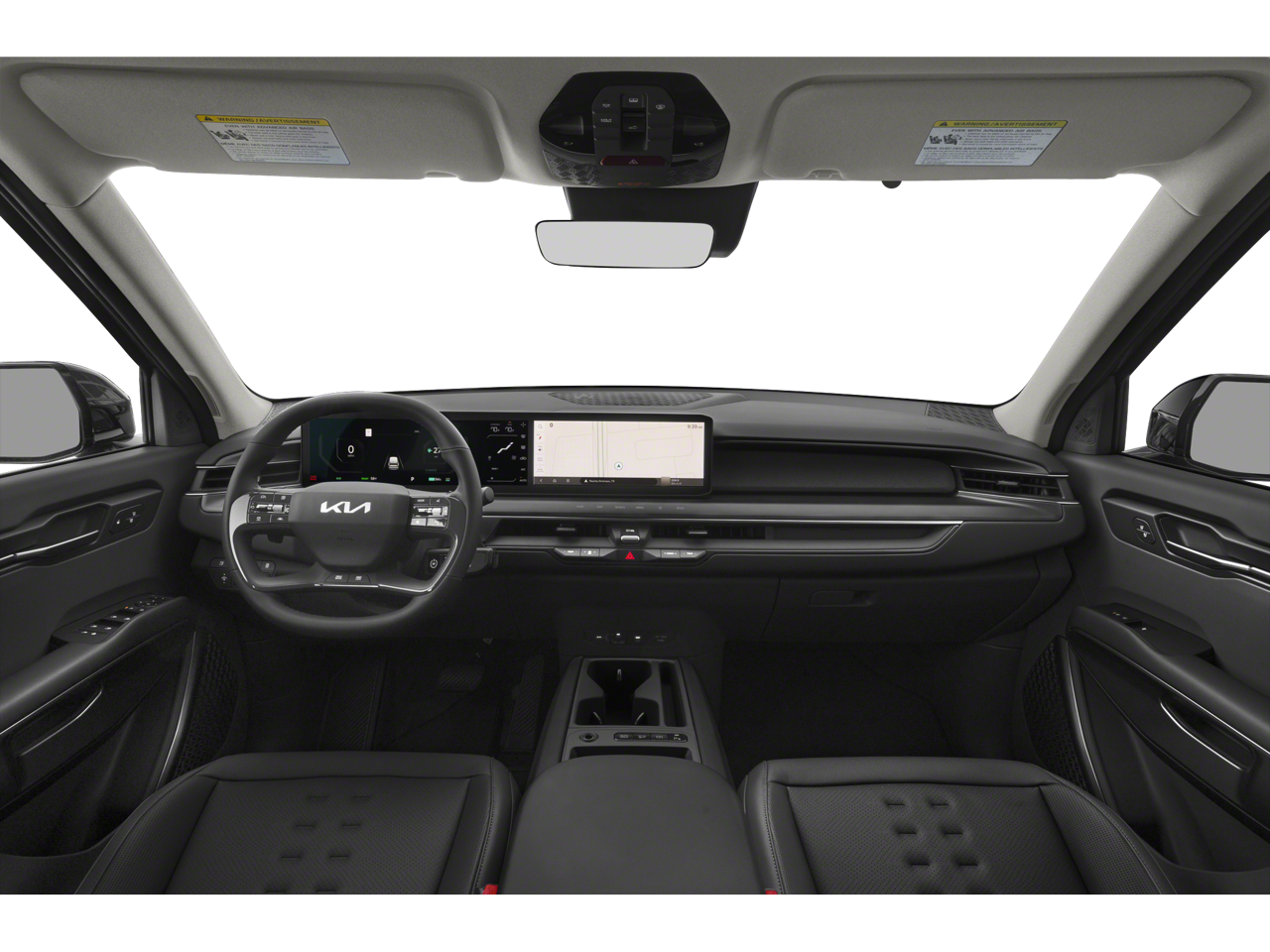 Interior dashboard of the kia ev9 suv featuring digital displays and technology in $0 Down lease deals