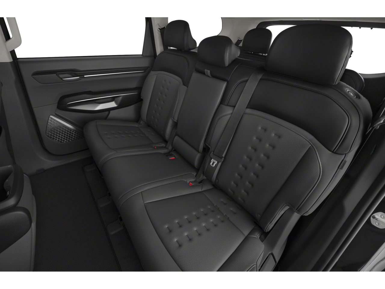 Interior seating of the kia ev9 suv with three rows available for lease with $0 Down