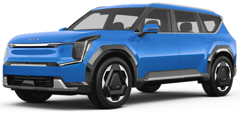 Front view of the kia ev9 suv available for $0 Down lease deals in NYC
