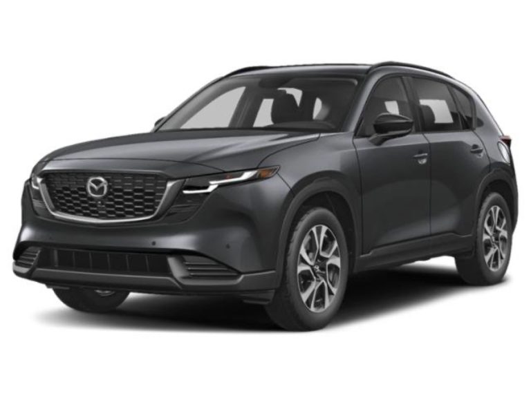2026 Mazda CX-5 AWD front view in gray showing redesigned grille and LED headlights for Brooklyn NY lease deals