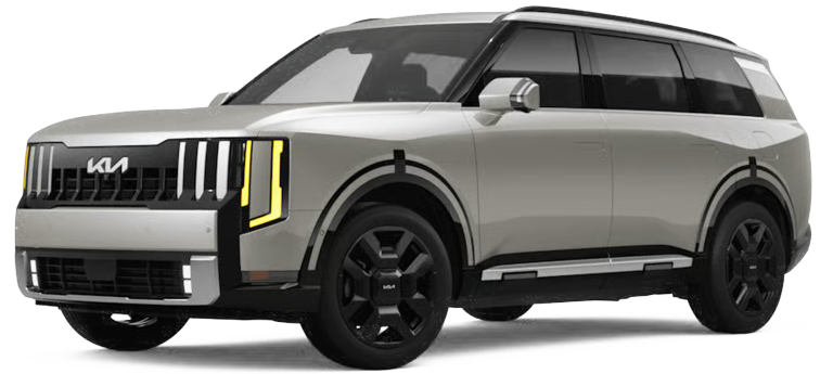 2027 Kia Telluride Hybrid front three-quarter view in champagne beige, available for lease at Best Deal Auto Leasing in Brooklyn NY